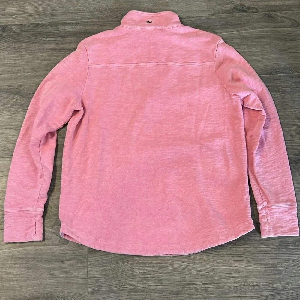 Vineyard Vines Sweatshirt Womens M Pink 1/4 Zip Kangaroo Pocket Logo Pullover - Picture 2 of 15
